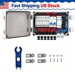 1pc 6 String PV Combiner Box, DC 500V 15A Fuse Solar Combiner Box Plastic Wate