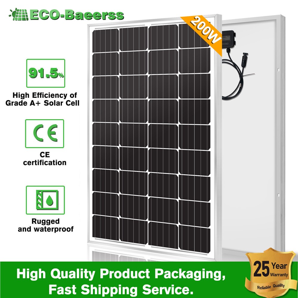 200W Watt Solar Panel 12V Mono Battery Charging Home Boat Camping RV Off Grid
