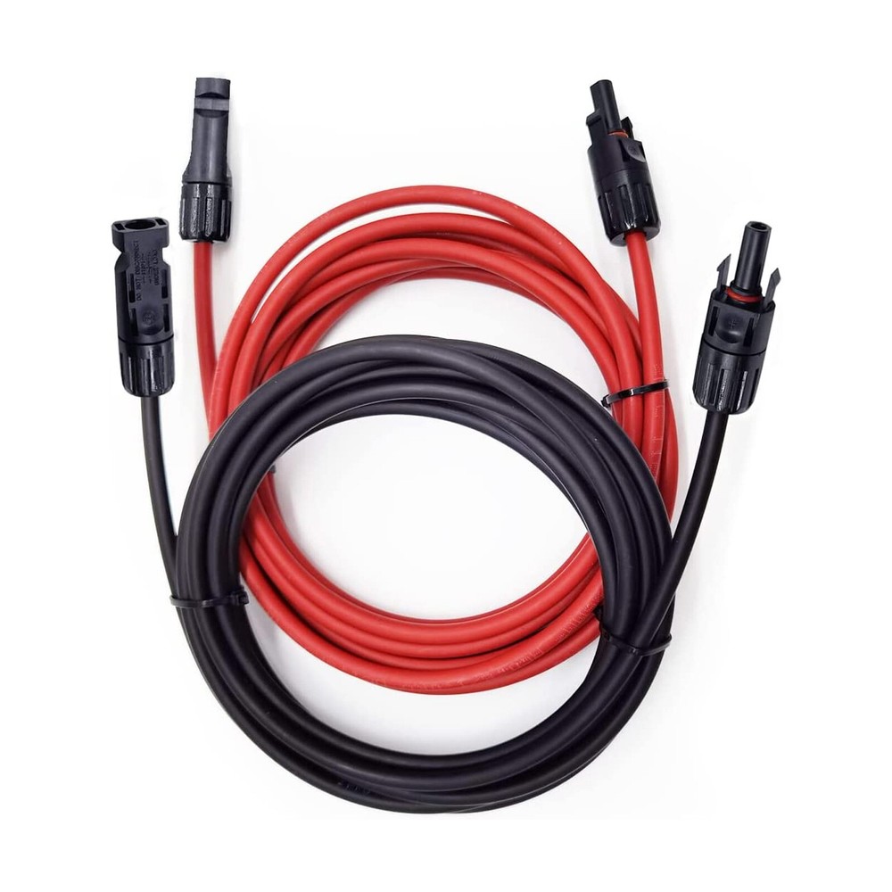 1 Pair Black+Red Solar Panel Extension Cable Wire Solar Connectors 10 AWG Gauge