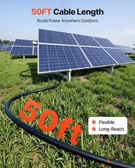 VEVOR Solar Panel Wire 50 ft Black + Red 10 AWG Tinned Copper Extension Cable