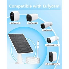 Solar Panel Charger Eufy Security Cameras 5W Waterproof 10ft Cable 2 Pack New