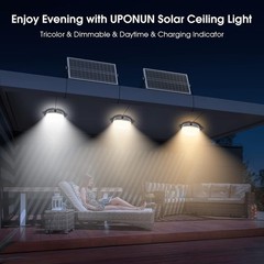 2-Pack Solar Ceiling Lights, 120LED Indoor/Outdoor Shed Lights with Remote