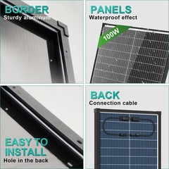 400W Bifacial Solar Panel Mono N-Type Charging Off-Grid Battery Power RV Boat US