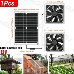 30W Solar Attic Fan Kit 14″ DC Fan with 25W Motor for Roof Vent or Chicken Coop
