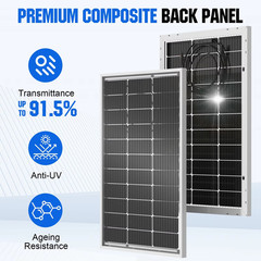 ECO-WORTHY Bifacial 100 Watt 12 Volt Solar Panel Monocrystalline Rigid High-Effi