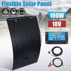 100 Watt Solar Panel Kit 12V Battery Charging Off-Grid Power RV Home Boat Camp