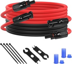 10FT 10AWG Solar Panel Extension Cable PV Wire Solar Connector Pair Black & Red