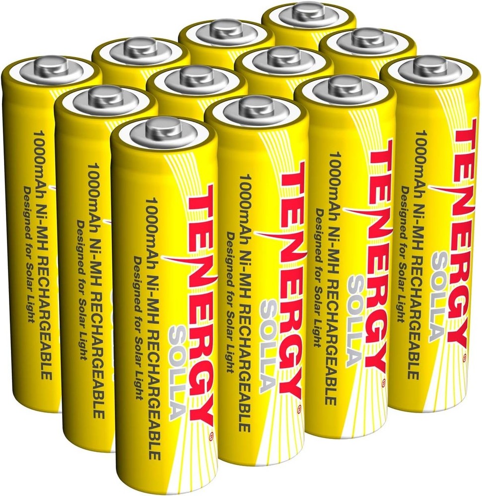 Tenergy Solla Rechargeable NiMH AA Battery, 1000mAh Solar Batteries for Solar Ga