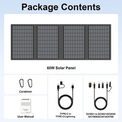 60 watt Solar Panel for Portable Solar Generator 300W Portable Power Stations