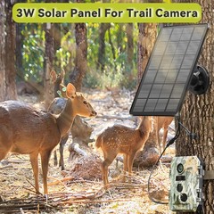 Trail Camera Solar Panel, 3W 6V Output with 5000mAh Rechargeable Battery, Weathe