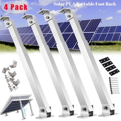 4x Adjustable Solar Panel Tilt Mount Brackets Aluminum Roof Rack Support RV Boat