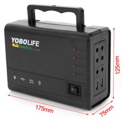 Solar Panel Power Generator Kit Battery Pack Power Station w/ 4 Bulbs Portable