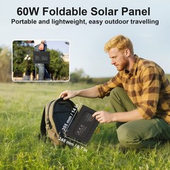 MHPOWOS Foldable 60W USB Solar Panel Charger for iphone ipad Samsung Power Bank