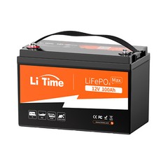 LiTime 12V 100Ah Max LiFePO4 Lithium Battery 200A BMS 2560W For RV Solar Off-Gri