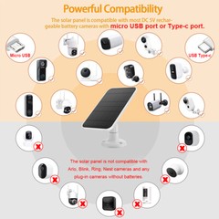 Solar Panel for Ring Spotlight Stick Up Cam Plus/Pro Battery Charger USB/Type C