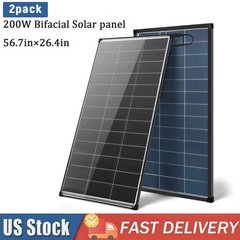 2PCS 200W Bifacial N-Type PV Module 12V Home Off-Grid Storage Battery kit