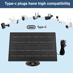 30W 5V Solar Panel USB-C Port 360°Adjustable Mounting for Security Camera