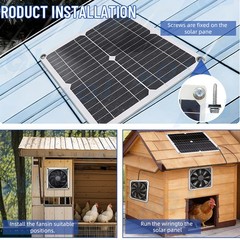 Solar Panel Fan Kit, 30W Weatherproof Solar Panel for Small Chicken Coops
