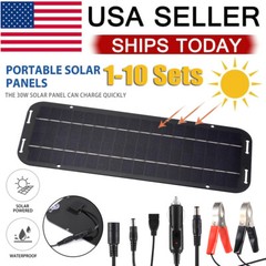 1-10 Set 30W Solar Panel Kit 12V Trickle Charger Battery Charger for Boat Car RV