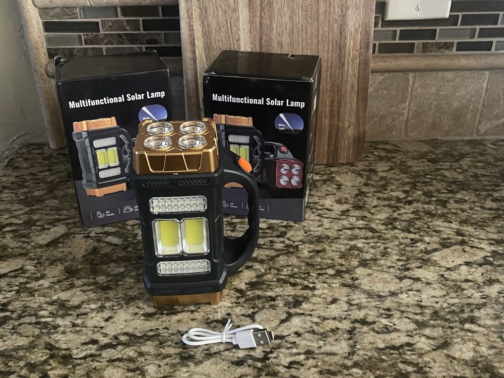 Flashlight Solar powered lithium, battery and adapter, plug-in fl