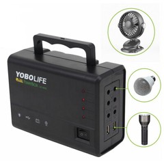 Solar Panel Power Generator Kit Battery Pack Power Station w/ 4 Bulbs Portable