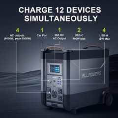 ALLPOWERS 4000W 3456Wh LiFePO4 Portable Power Station with 140W solar panel