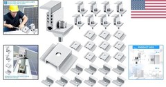28-Piece Aluminum Solar Panel Clamp Set with Adjustable Mounting Brackets