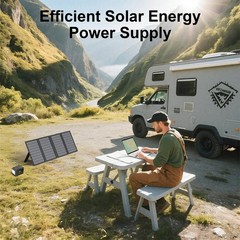 MHPOWOS 60W Solar Panel with Kickstand IP67 Waterproof for Small Power Station