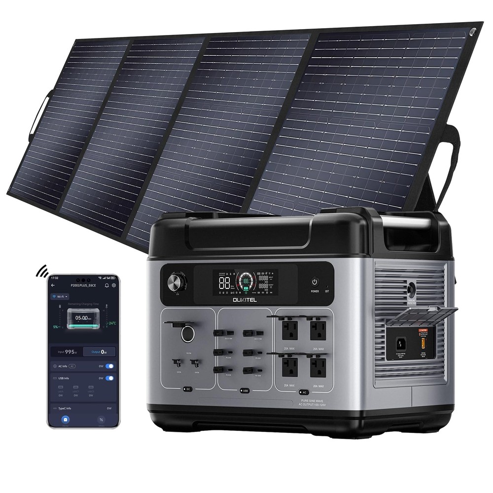 Power Station 2400W/2048Wh Solar Generator +PV100 Fast Charging for Emergencie