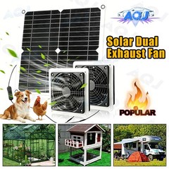 Solar Fan with Battery,30W Solar Panel Powered Fan Kit with Waterproof Dual