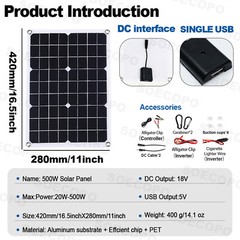 USA 10000W 110V Power Inverter Solar Generator W/ 500W Solar Panel Home Complete