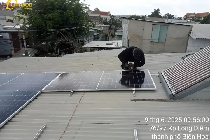 Lắp hoàn thiện hệ thống điện mặt trời có lưu trữ 6kW/10kWh Anh Thái tại Biên Hòa, Đồng Nai