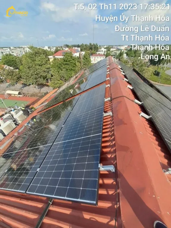 Hệ thống điện mặt trời 60kWp Huyện Ủy Thạnh Hóa